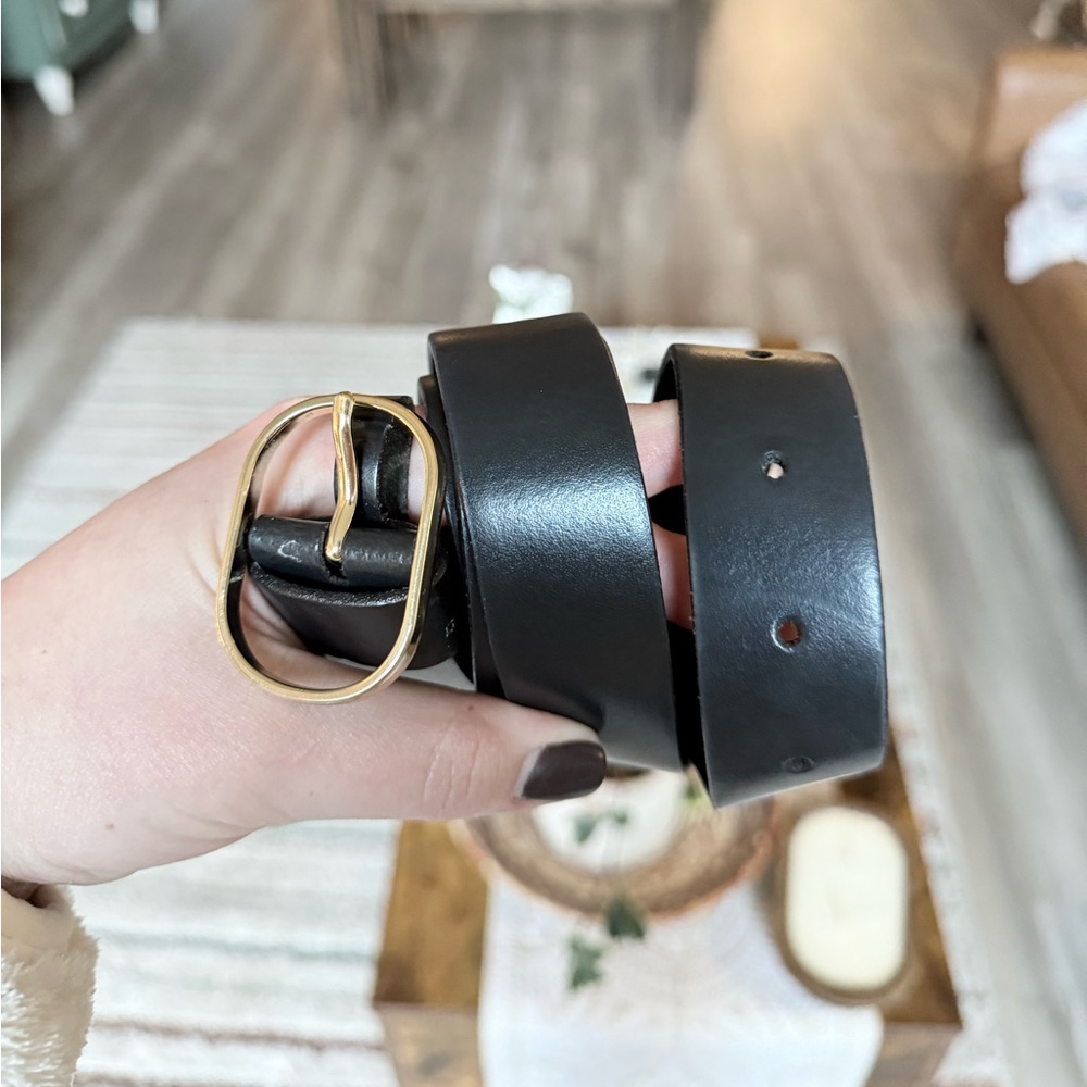 Genuine Leather Black Belt - Halogen